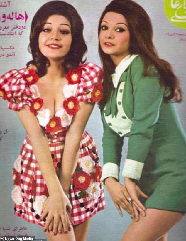 The Iranian women's rights movement was going strong in the 1960s and 70s, and many women joined the work force and mixed freely with men. Pictured: Persian actresses Haleh and Mahnaz in the 1970s