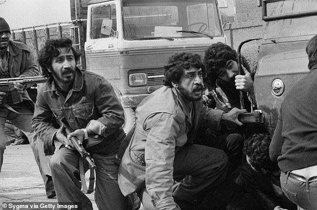 Confrontation between revolutionary militiamen and followers of Reza Shah in Tehran during the Iranian Revolution