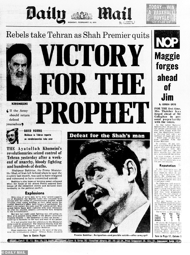 The Daily Mail's front page after the 1979 revolution proclaimed 'Victory for the prophet' - a reference to Khomeini's takeover