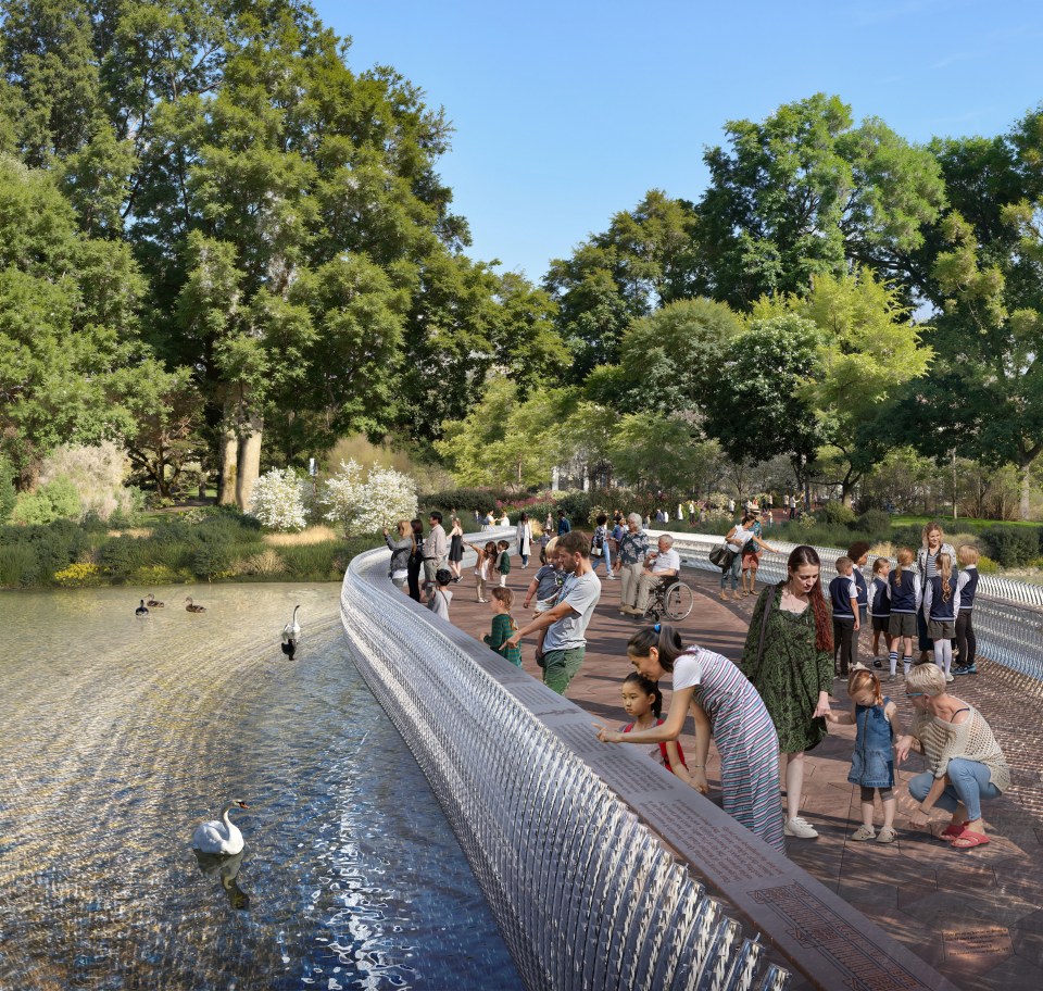Artist's impression of the Queen Elizabeth II Memorial in St James's Park, London.