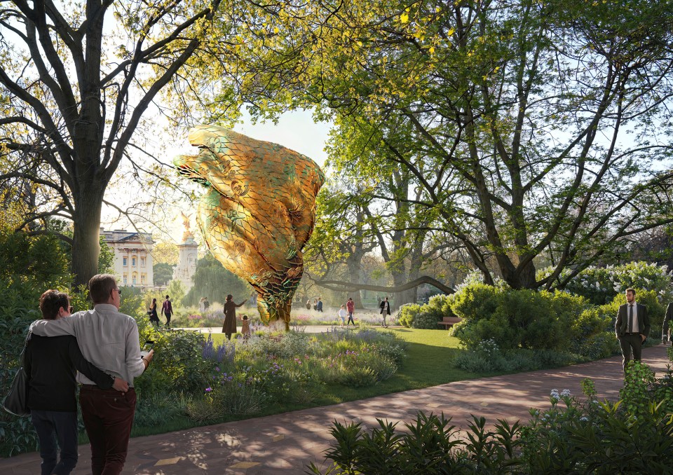 Illustration of Queen Elizabeth II Memorial design in St James's Park, London.