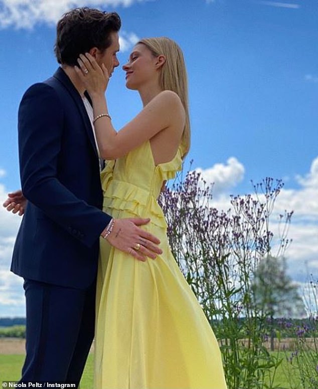 The pair first met at Coachella music festival in 2017 but it wasn't until two years later when they met again at a Halloween party hosted by Leonardo DiCaprio in Los Angeles that they fell for one another - and he proposed a year later (Pictured)