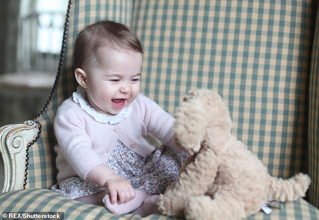 Princess Charlotte posed with a Fuddlewuddle dog from Jellycat in a photograph released in 2015