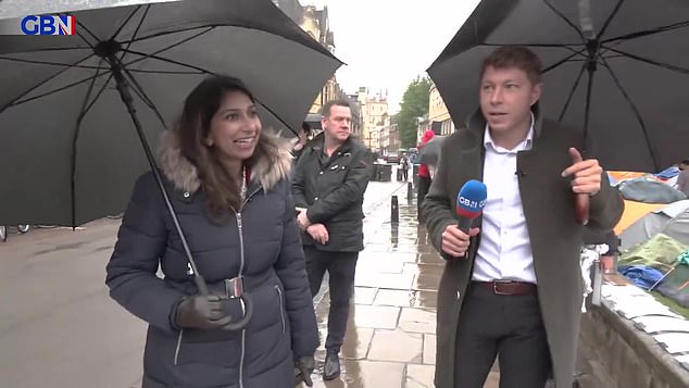Former Home Secretary Suella Braverman (left) received an apology from GB News last July