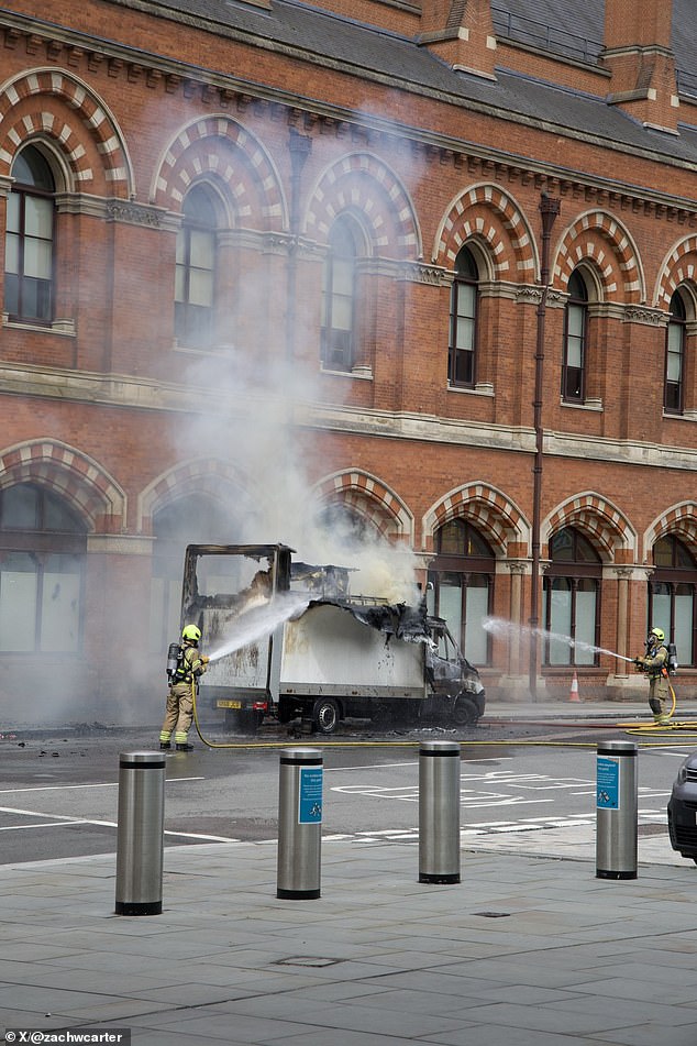 The London Fire Brigade said it was extinguished by 11am but crews remained at the scene