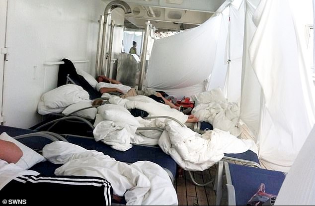 Passengers were forced to create their own makeshift camps to escape the stench below deck