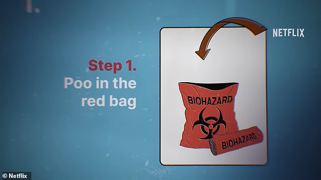 Passengers were forced to defecate into red biohazard bags and leave them in the corridors to be collected by crew members