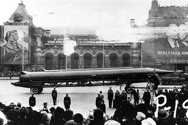 CIA reference photograph of Soviet medium-range ballistic missile in Red Square, Moscow