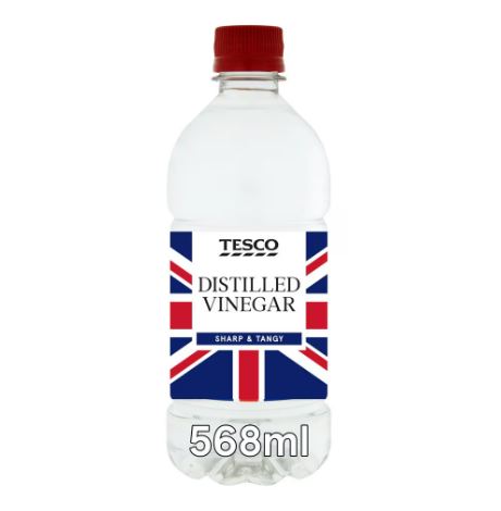Tesco Distilled Vinegar, 568ml bottle.