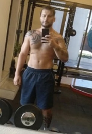Harding can be seen in the photographs grinning and posing in the gym and a bathroom located inside the swish accommodation in the United Arab Emirates