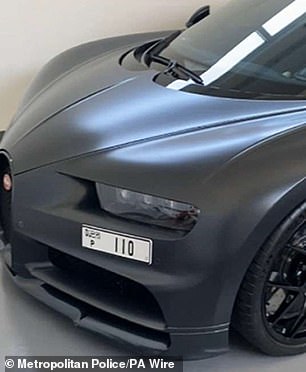 A photo of Harding's Bugatti Chiron supercar - one of a fleet he had in Dubai
