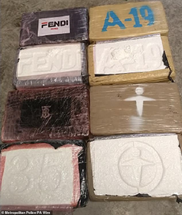 Bricks of cocaine seized by police during the investigation into Harding