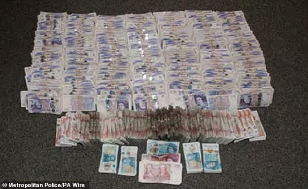 Police also seized massive bundles of banknotes