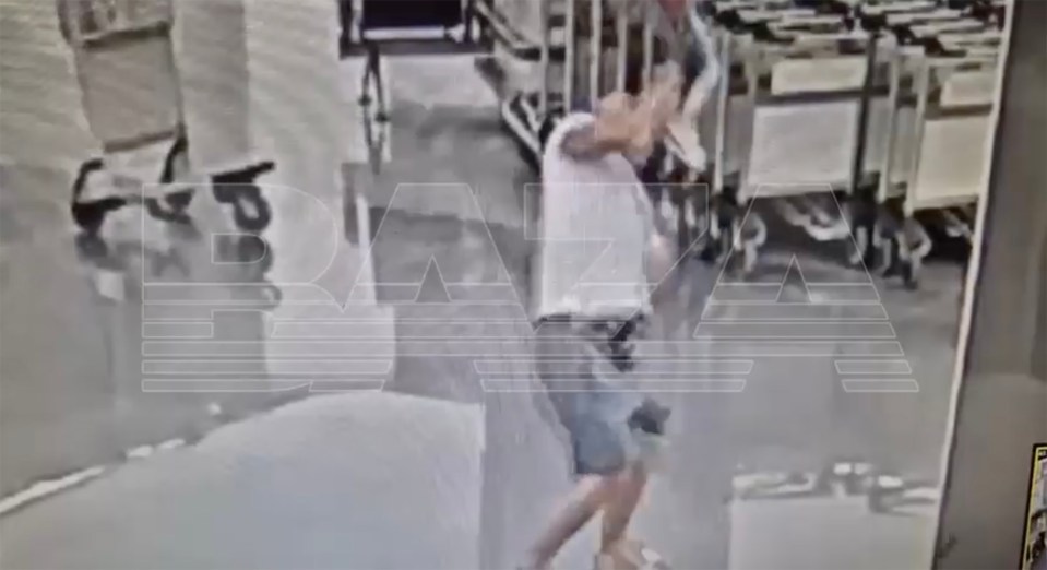 CCTV footage of a man throwing a toddler to the ground.