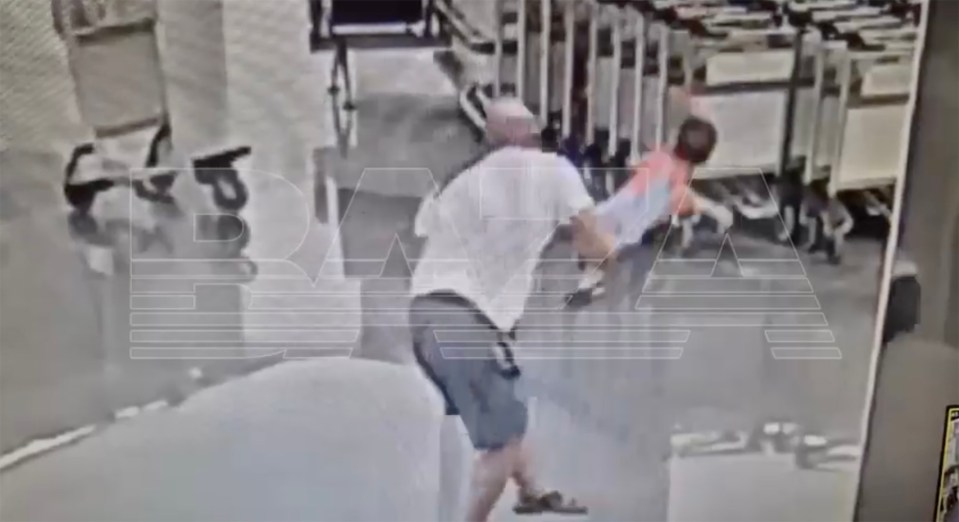 CCTV footage of a man throwing a toddler to the ground.