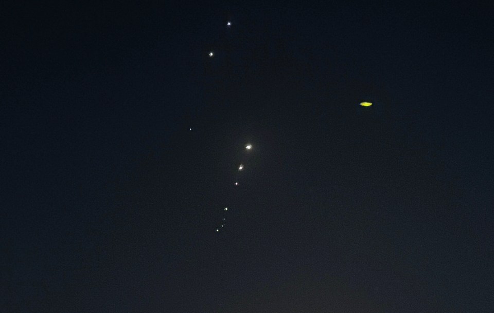 Missile traces in the night sky.
