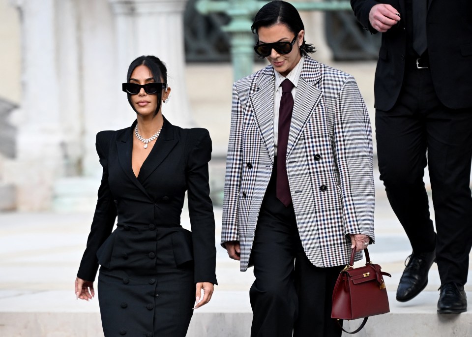 Kim Kardashian and Kris Jenner leaving a Paris courthouse.