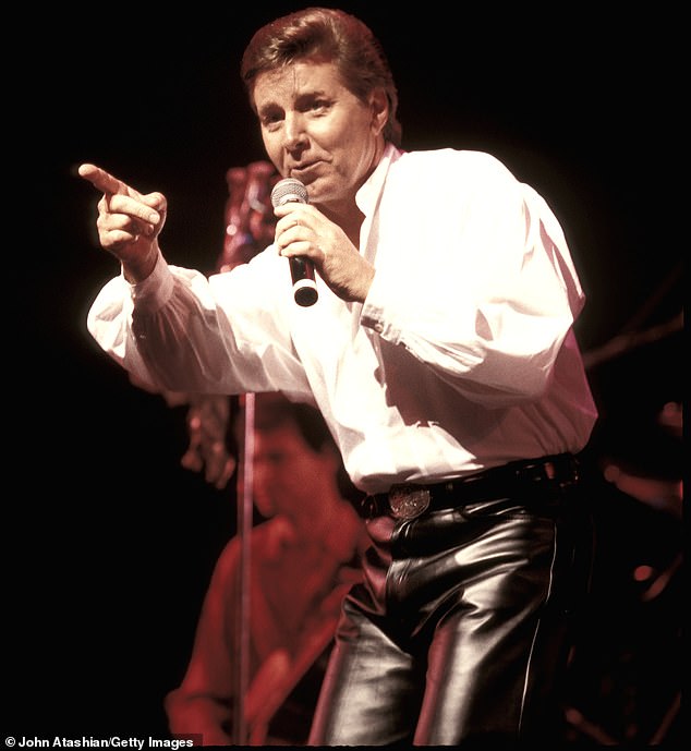 Amid his years of public service, Sherman treated his fans to a return to the limelight by appearing in the 1998 nostalgia-themed Teen Idols In Concert tour (pictured)