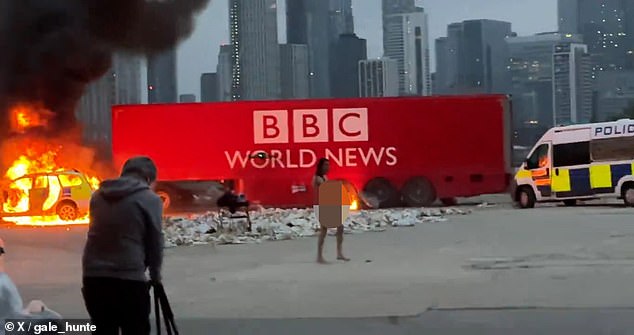 Jhaj, who has boasted on camera about being branded 'a dangerous sexual predator', was filmed naked in Silvertown, east London as he blew up a fake police van