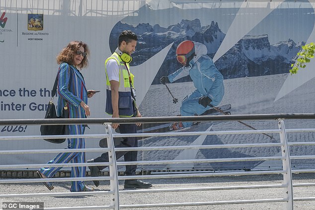 Diana Von Furstenberg arrives at Venice Marco Polo Airport ahead of the ceremony