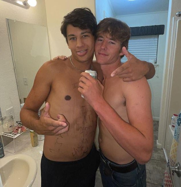Presgrove (left) poses with Jack during the party