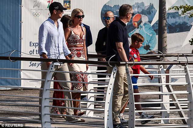 Ivanka Trump arriving at Venice airport with husband Jared Kushner