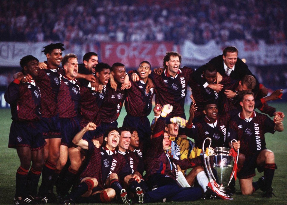 Ajax Amsterdam celebrating their 1995 Champions League victory.