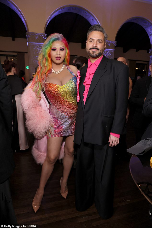 Also in Venice for the Venetian nuptials is Mindy L'amour, a Californian stylist who dresses drag queens and specialises in bespoke corsets - a garment Lauren has a well-documented fondness for