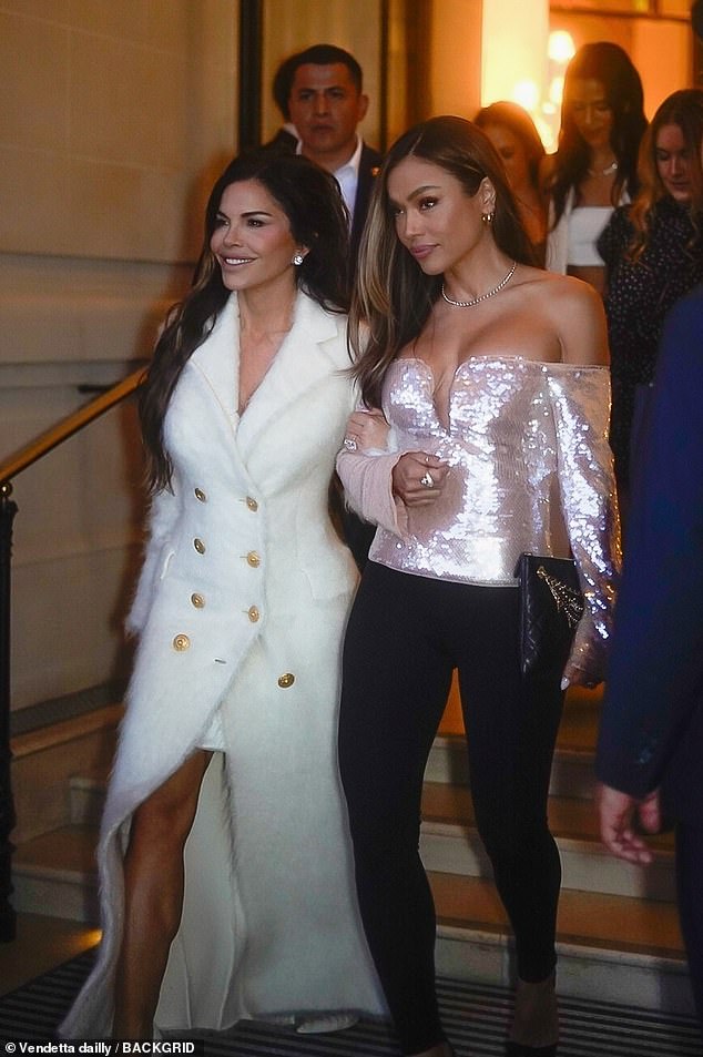 Lauren Sanchez's star-studded bachelorette party took place in Paris in May. Lauren is pictured with October Gonzalez