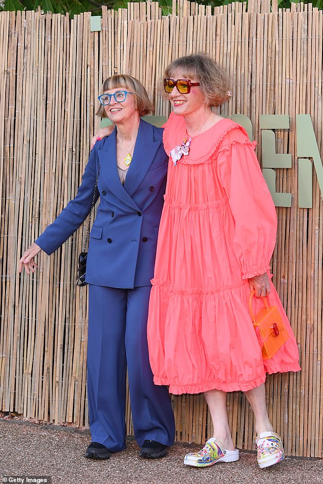 Philippa Perry and Grayson Perry beamed in snaps together as they wowed in a pair of multi-coloured Crocs