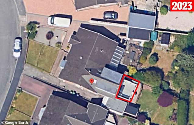 Satellite pictures from Google Earth show that the deck had been in the garden in 2018 - making it five years unchallenged meaning he should legally be allowed to keep it