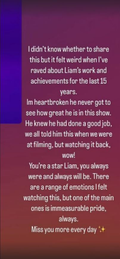 Screenshot of a tribute to Liam Payne from his sister.