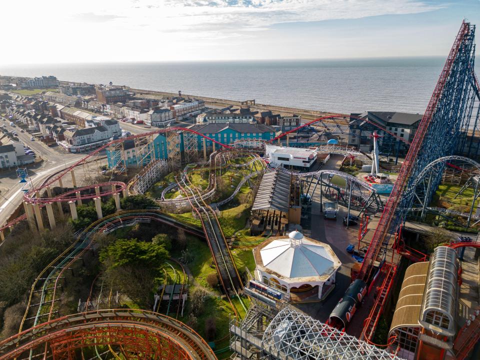 Aerial view of Blackpool Pleasure Beach during the closed season.