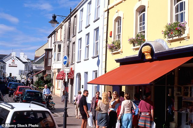 The high street in Narberth are bustling due to the brightly coloured shopfronts