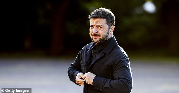 THE HAGUE, NETHERLANDS - JUNE 24: President Volodymyr Zelensky of Urkaine arrives at Huis ten Bosch Palace for a dinner hosted by the King and Queen of The Netherlands during the NATO Summit 2025 on June 24, 2025 in The Hague, Netherlands. (Photo  by Patrick van Katwijk/Getty Images)