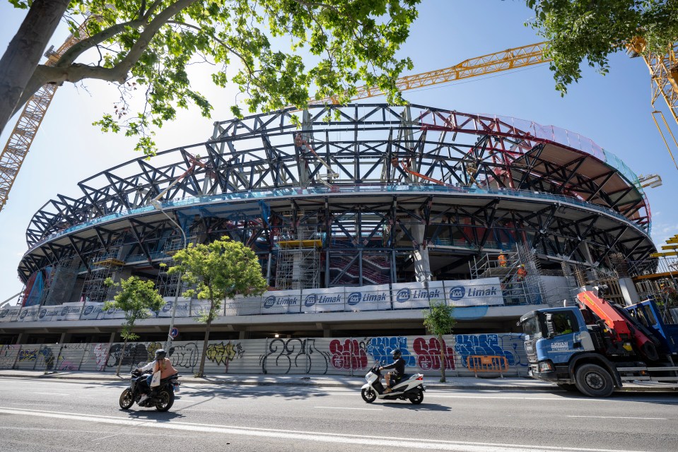 Camp Nou Stadium under construction.