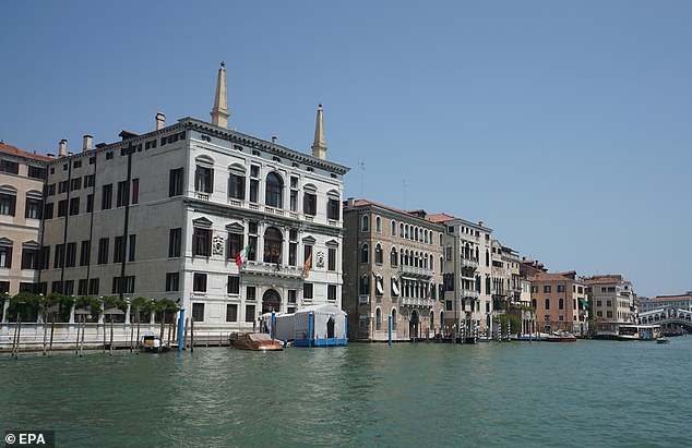 The luxury hotel Aman in Venice, Italy, 25 June 2025, where Amazon billionaire Jeff Bezos arrived by boat. Venice will host the wedding of Bezos and his fiancee journalist Lauren Sanchez in the coming days