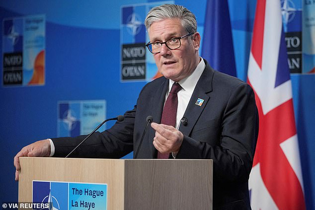 Britain's Prime Minister Keir Starmer pictured speaking at the NATO summit in The Hague on Wednesday
