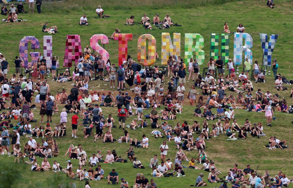 Festival-goers at Glastonbury Festival.