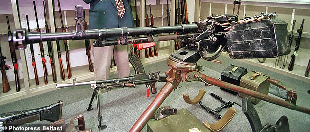 n the foreground is a Russian DHSK 12.7mm heavy machine gun that was one of two supplied by Colonel Gaddafi in arms shipments to the IRA