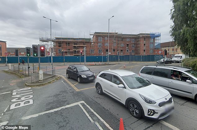 The RAC analysis found Manchester City Council issued the most box junction-related PCNs, with 13,130 for six box junctions across its network. This brought in £446,706 which was nearly half of all yellow box-related revenue outside London and Cardiff. Pictured: the junction at Kirkmanshulme Lane / Mount Road