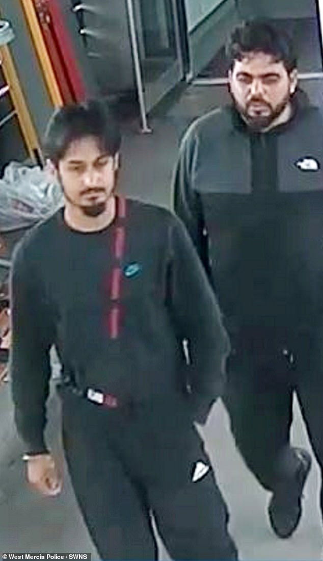 Mehakdeep and Sehajpal are pictured on CCTV on a train from Shrewsbury to Wolverhampton after dumping their car following the brutal murder of Aurman in broad daylight