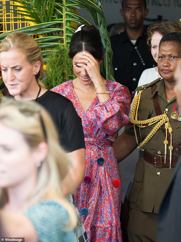 Footage of the event shows the pregnant Duchess smiling as she is escorted to her awaiting vehicle