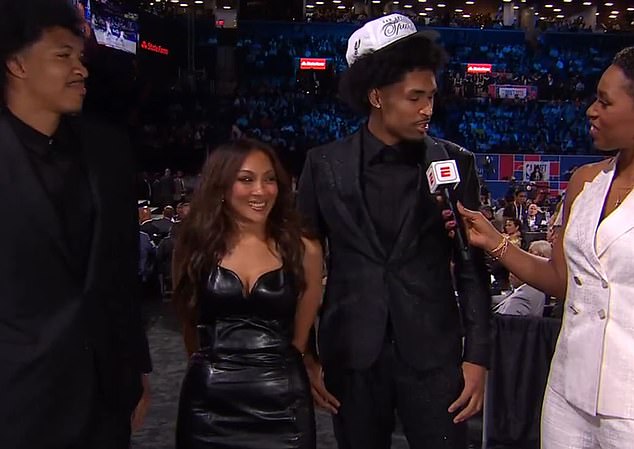 She was very much the proud mom as Harper spoke about playing for San Antonio Spurs