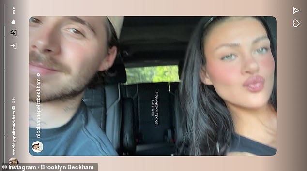 The outing came as Brooklyn, miles across the Atlantic in the US, showed his appreciation for his wife Nicola Peltz in a sweet post, after he was accused of being obsessed with her