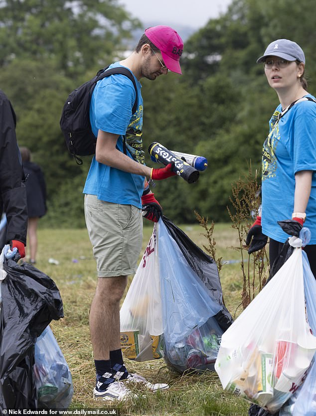 Nitrous oxide canisters are found during a clean-up at Glastonbury's Stone Circle this morning