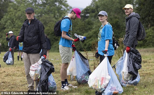Nitrous oxide canisters are found during a clean-up at Glastonbury's Stone Circle this morning