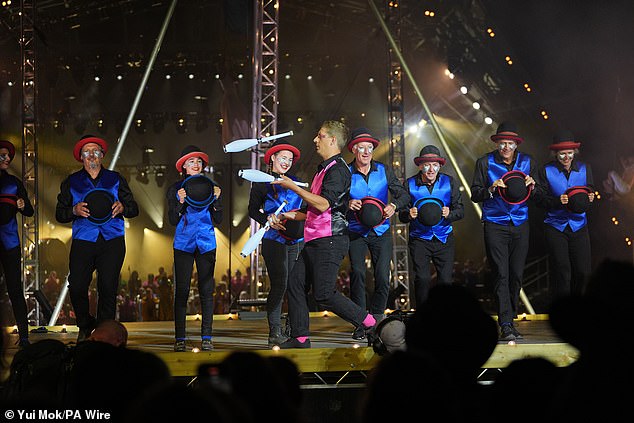 The opening ceremony on the Pyramid Stage during the Glastonbury Festival last night