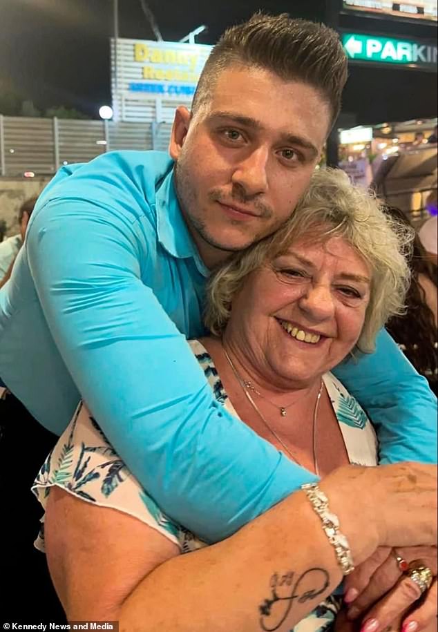Gabriel is photographed smiling with Beth's 78-year-old grandma, Gillian Stokes, while in Greece