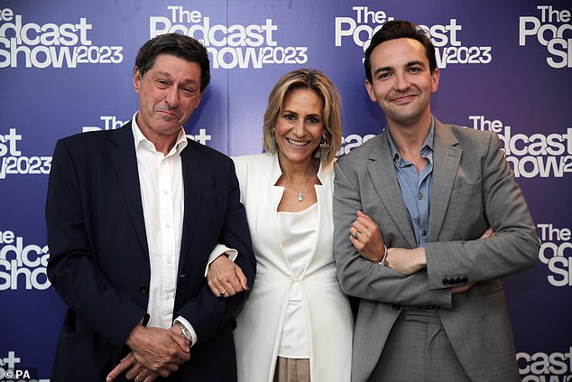 News Agents presenters Jon Sopel, Emily Maitlis and Lewis Goodall pictured at a podcast event in London two years ago